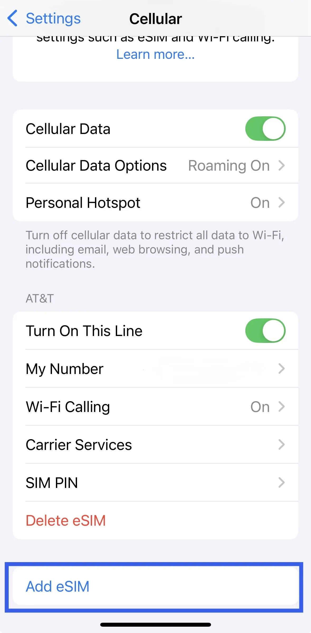 eSIM卡设置步骤2:添加eSIM